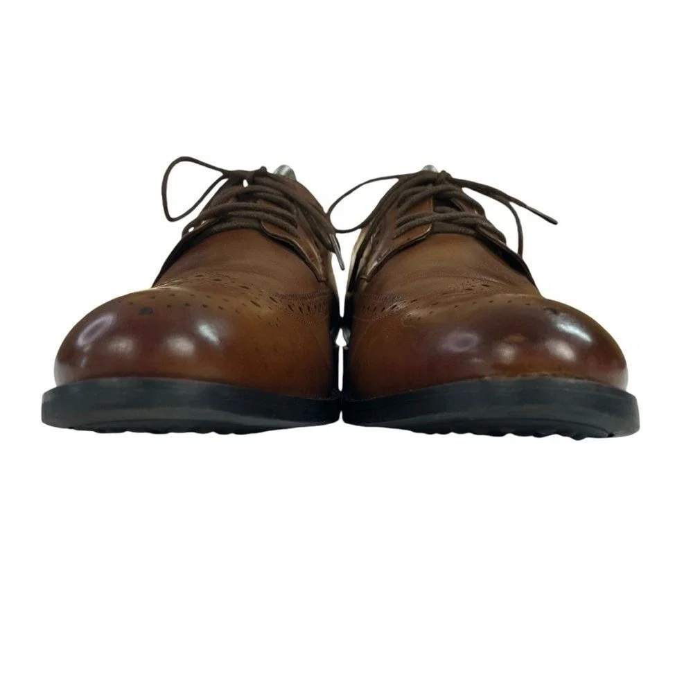 Stacy Adams Garrison Wingtip Oxford Brogue Leather Dress Shoes Cognac Formal 7.5